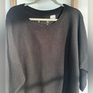 NWOT Soho black sweater with 3/4 sleeves; cute crisscross detail in back.